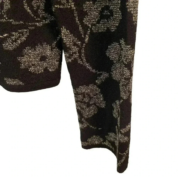 Jones New York Black Dark Floral Sweater Cardigan Size Medium Stretch Vintage - Picture 5 of 9